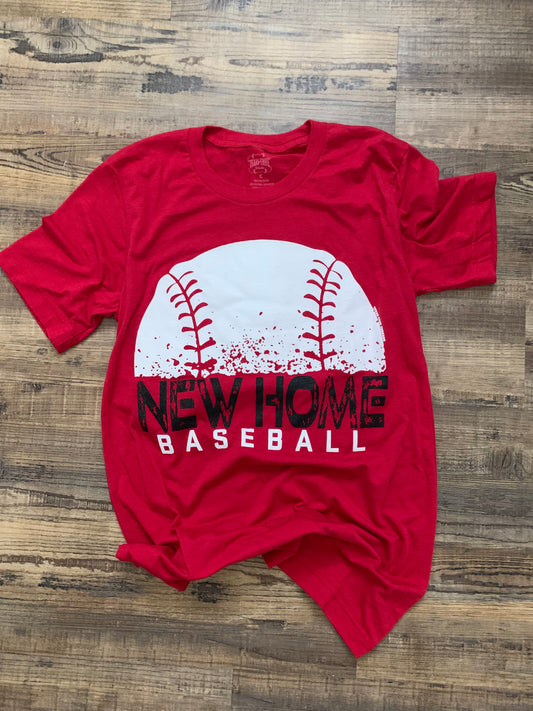 New Home Baseball tee in RED