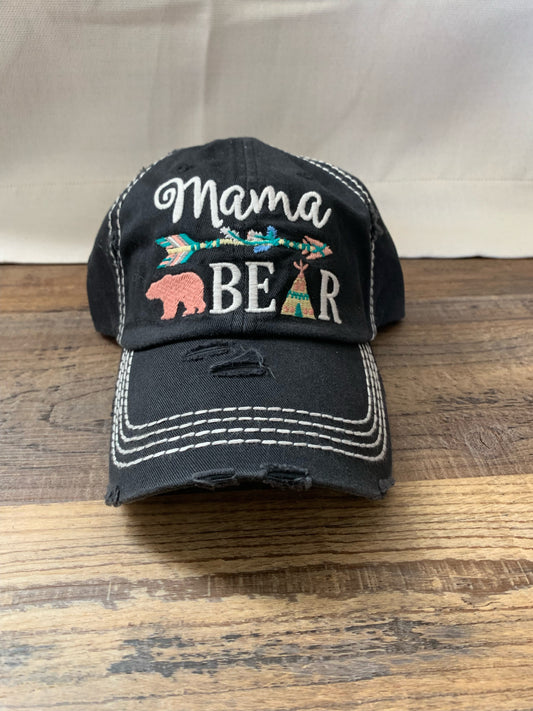 Distressed black Mama Bear cap